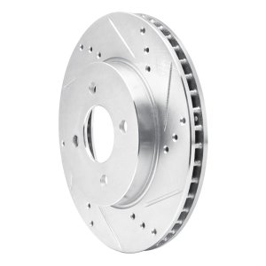 Nissan March Brake Rotor (1) - Front Right - R1 Concepts - Drilled & Slotted - Silver - `11-`25